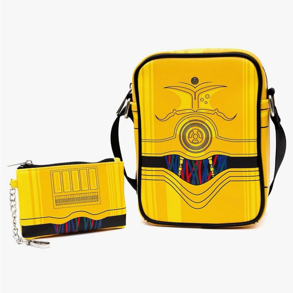 Buckle-Down Yellow and Black Messenger Bag and coin purse